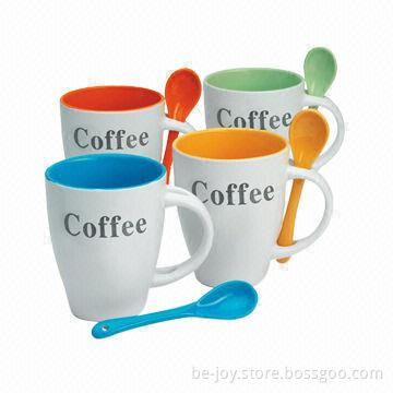 11oz Ceramic Spoon Mug w/ Full Printing, Various Colors and Artworks Available, OEM Orders Welcomed